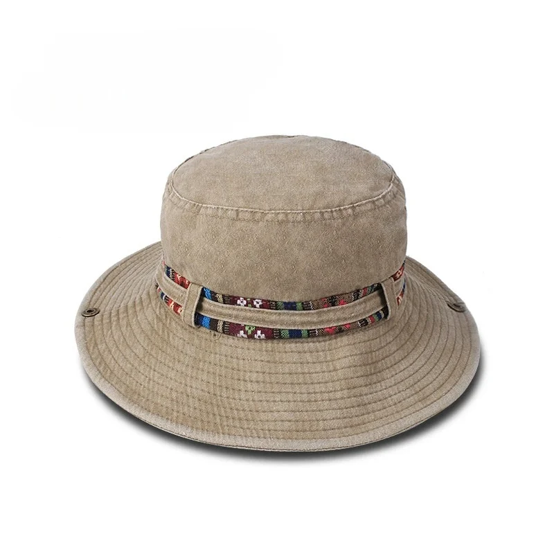 Spring/Summer Men's Fisherman Hat Cotton Washable Foldable Sun Hat Casual Outdoor Camping Hat for Hiking