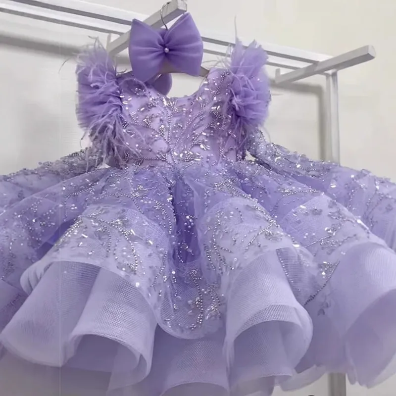 Girls Light Luxury Evening Princess Ball Gown Children Fashion Sequins Design Birthday Wedding Performance Dress