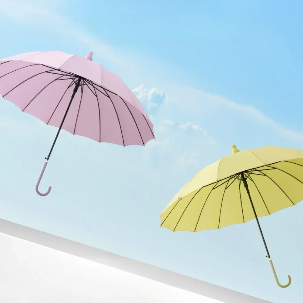 Waterproof Long Handled Umbrellas Sunny and Rainy Day Dual-Use Umbrella Solid Color Design Stylish Handmade Creative Umbrella