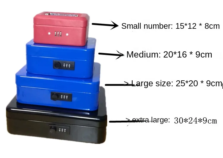 200x160x90mmStorage Box Password Lock Iron Box Change Box Portable Small Box Cash Register Safe Deposit Box Double Layer Storage