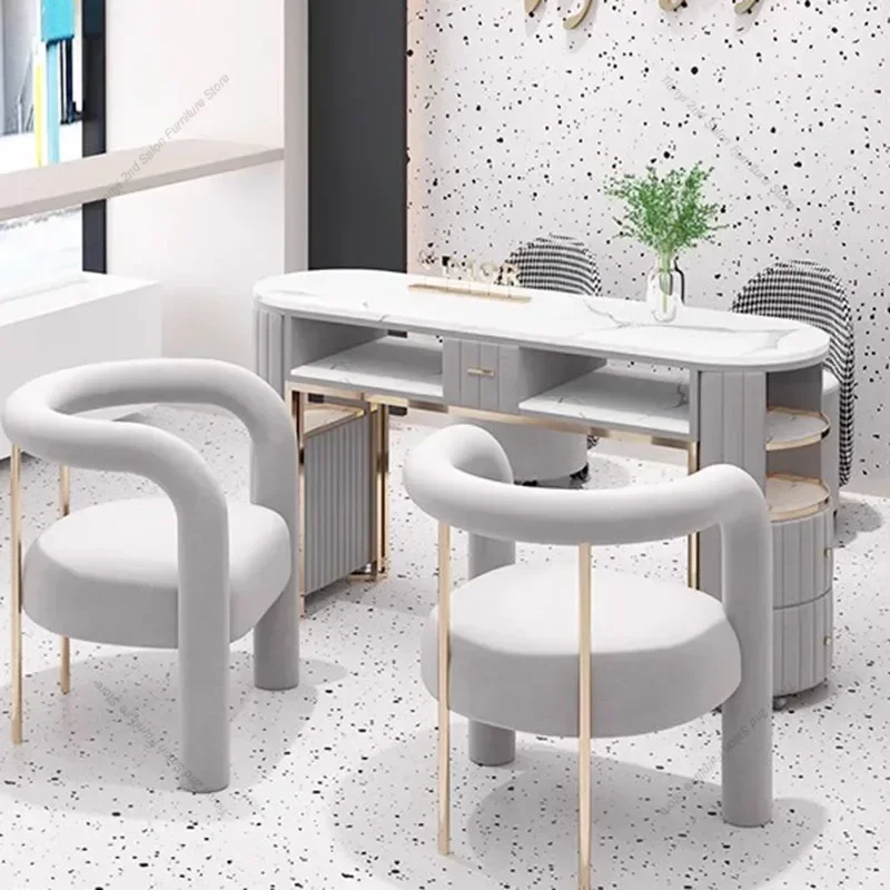 Nordic Marble Tabletop Manicure Table Dressing Simple Retro Reception Nail Tables Storage Salon Furniture Mesa Manicura LLMT