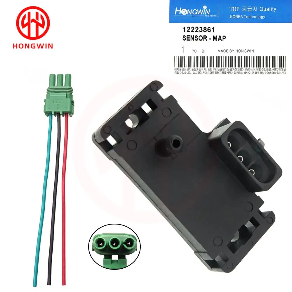 SET Turbo Intake Air Boost Pressure Map Sensor 16040749 12223861 Wire Plug For GM Modified Cadillac Chevrolet Chevy Buick