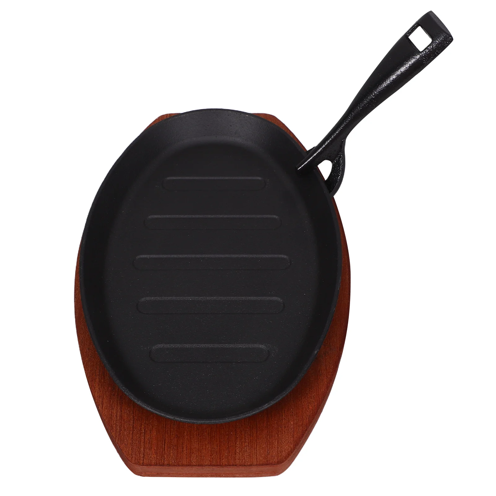 

1 Set Mini Cast Iron Skillet with Wooden Base Mini Cast Iron Plates Skillet Small Round Fajita Plate for Cooking Party 1