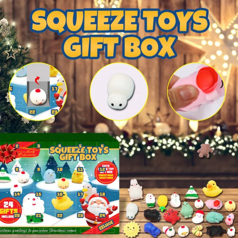 24 Days/set Squeeze Toys Christmas Countdown Advent Calendar Toy for Kids Baby New Year Children Xmas Gift Stress Relief Toy Kit