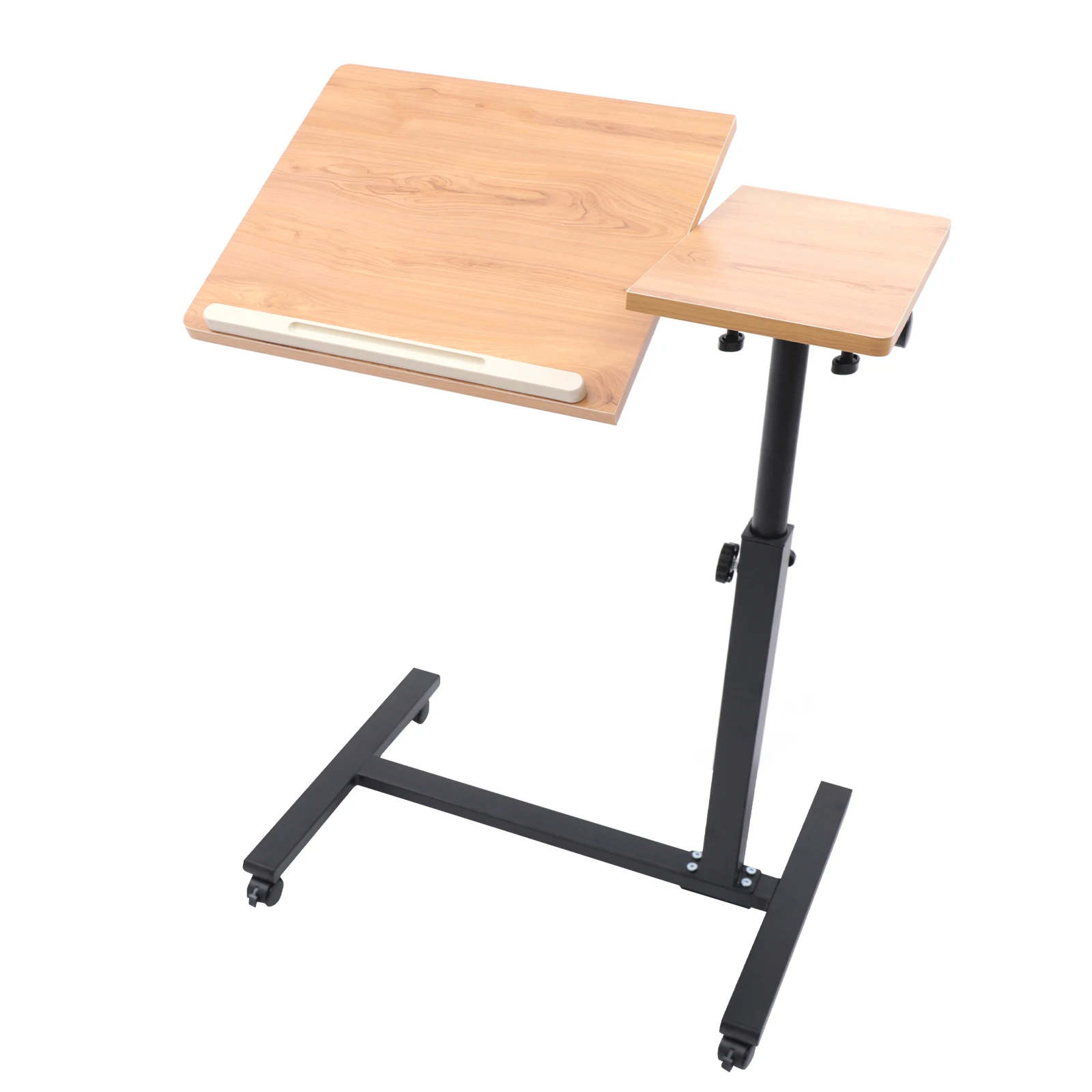 Portable Adjustable Laptop Desk - Rolling Overbed Table with Tray, Ideal for Home Office & Comfortable Use