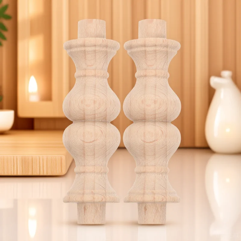 

10pcs Solid Wood Column Decorative Baluster Cabinet Post Carved Pillars Part Roman Small Plain Balusters Treated Wood