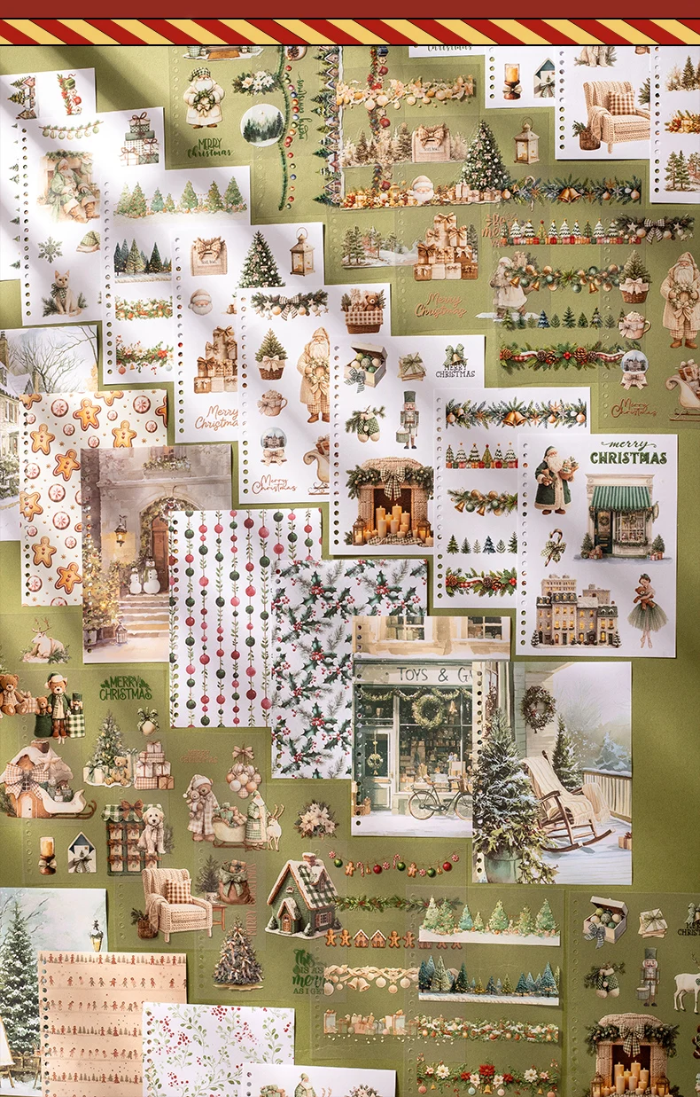 Journal GO 50 Blatt Weihnachts-Stickerbuch Spiralgebunden PET & Washi-Aufkleber für Karten, Scrapbooking, Journale, Planer & Bastelarbeiten – Detail 6