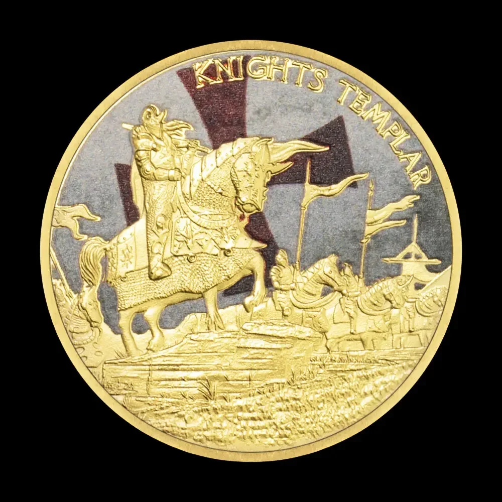 Knight Templar The Crusades Challenge Coin Color Printing Commemorative Coins Christian Gifts Home Decoration