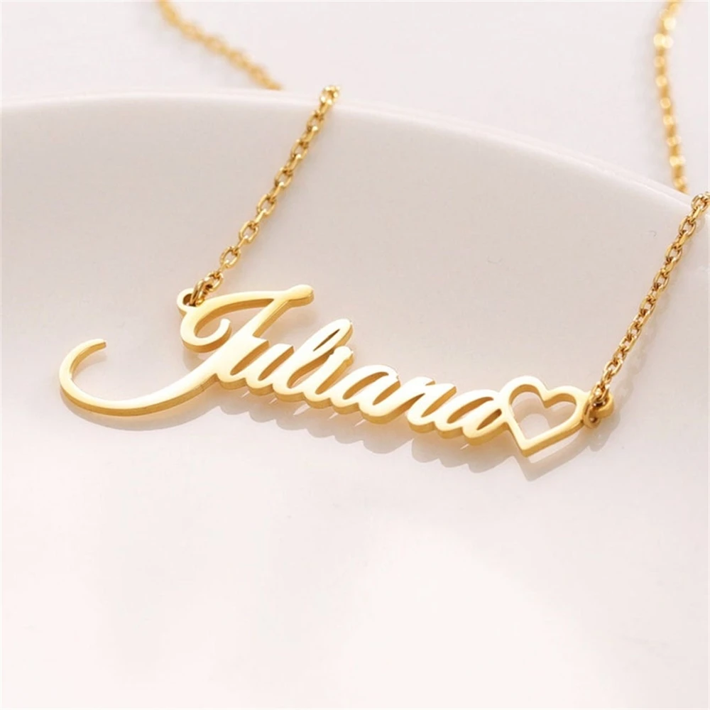 

New Accessories For Women Personalized Name Pendant Heart Necklaces Vintage Jewelry Custom Christmass Gift