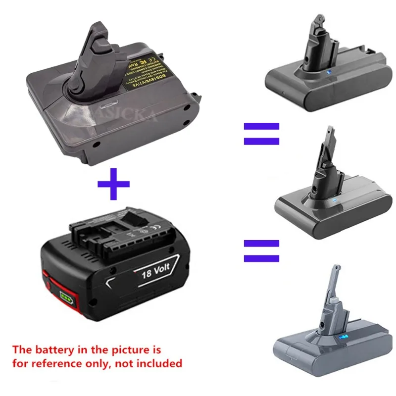 HAKSINKY 3-in-1 Battery Adapter BOS18V6V7V8 for Bosch 18V Li-ion Battery Convert To for Dyson V6 V7 V8 Series Vacuum Cleaners