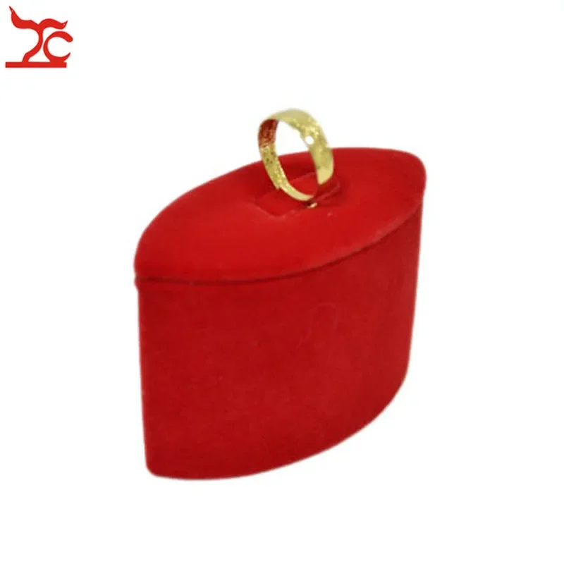 Quality Red Velvet Jewelry Display Holder Wedding Ring Necklace Bracelet Organizer Storage Stand Store Counter Showcase