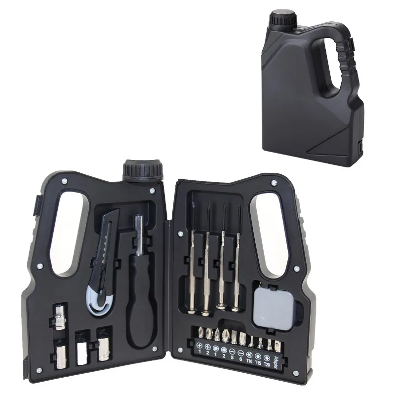 Portable 21 Pieces Hand Tool Sets Creative Oil Drum Shape Storage Box Household Carbon Steel Multi-functional Hardware Tool Set