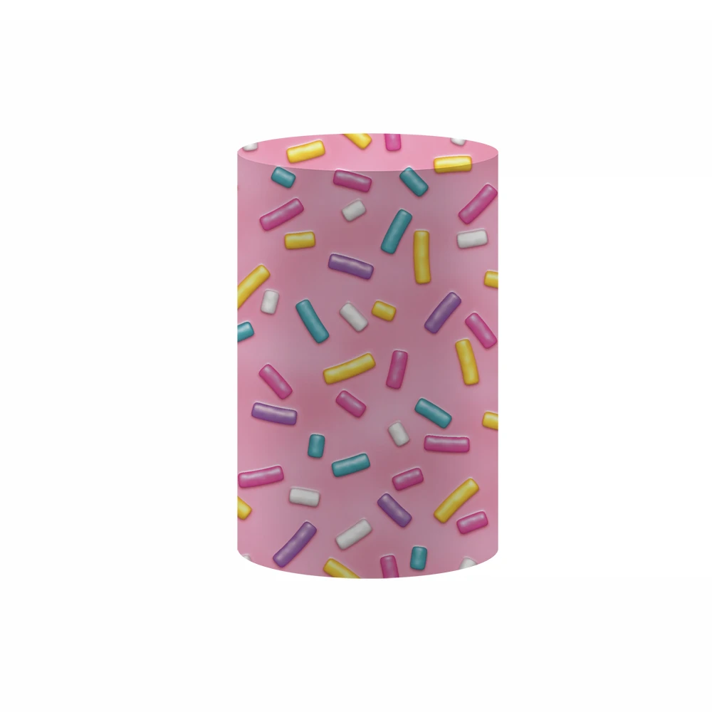 Sweet Sprinkles Donut Glaze Cylinder Covers for Donuts Candy Party Strethy Pedestal Cover Desserts Tablecloth Decor Props NO-928