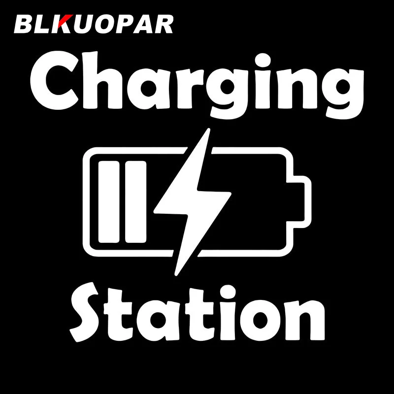 BLKUOPAR Charging Station Car Stickers Text Battery Decals Occlusion Scratch Die Cut Fashion Graphics Waterproof Trunk JDM Goods