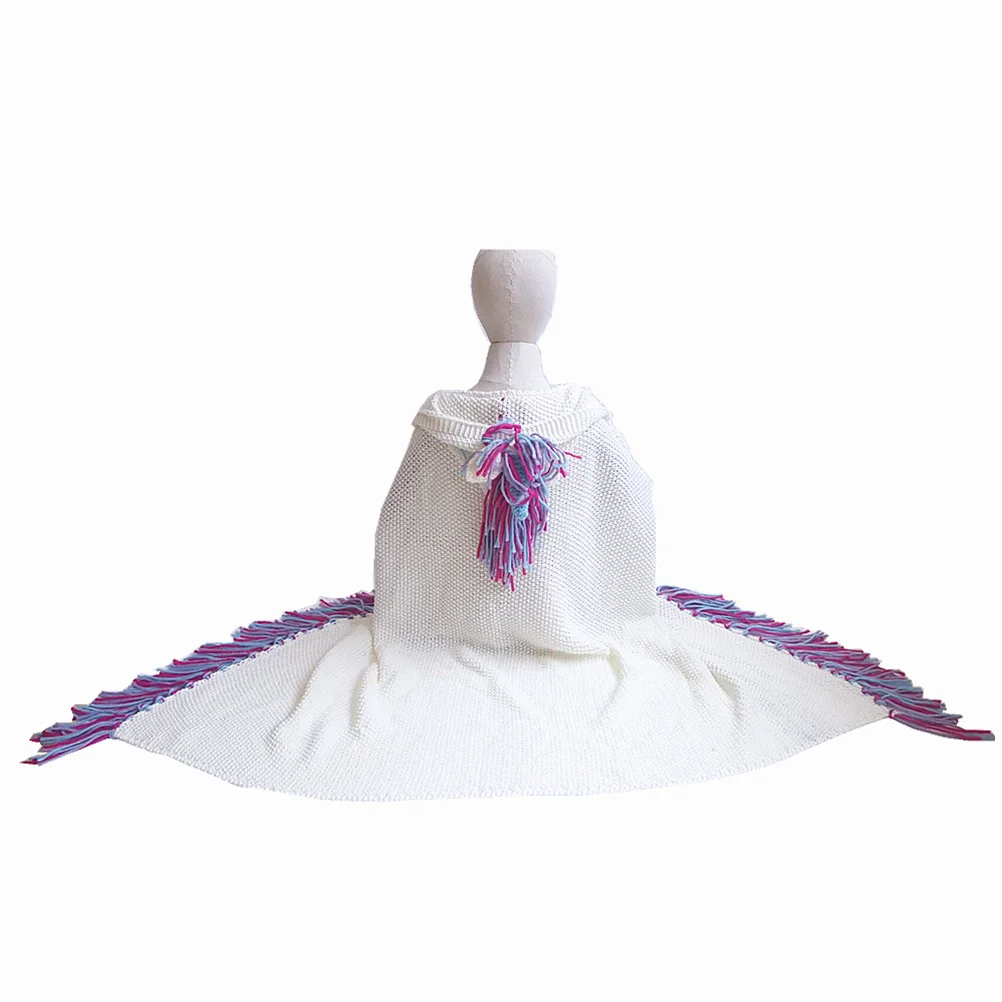 بطانية للأطفال من الصوف المحبوك على شكل وحيد القرن الملون، عباءة ناعمة ومريحة، تصميم أنيق ورائع، بطانية للأطفال على مدار السنة