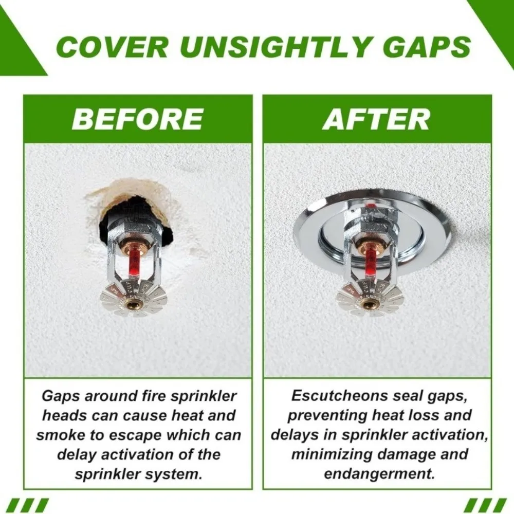 Metal Fire Sprinkler Head Protector Aesthetic Fire Safety Fire Sprinkler Cover Adjustable Fire Sprinkler Escutcheon