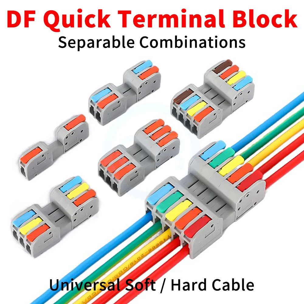 (10 pcs) DF-2604D 1/2/3/4/5/6/8/10/12 Positions Separable Combination Docking Plug-in Quick Terminal 12345 In 12345 Out