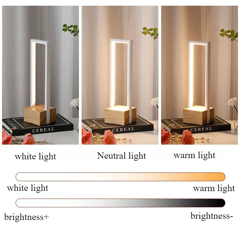 モダンなミニマリストのベッドサイドテーブルランプパーソナライズされた無垢材のナイトライト