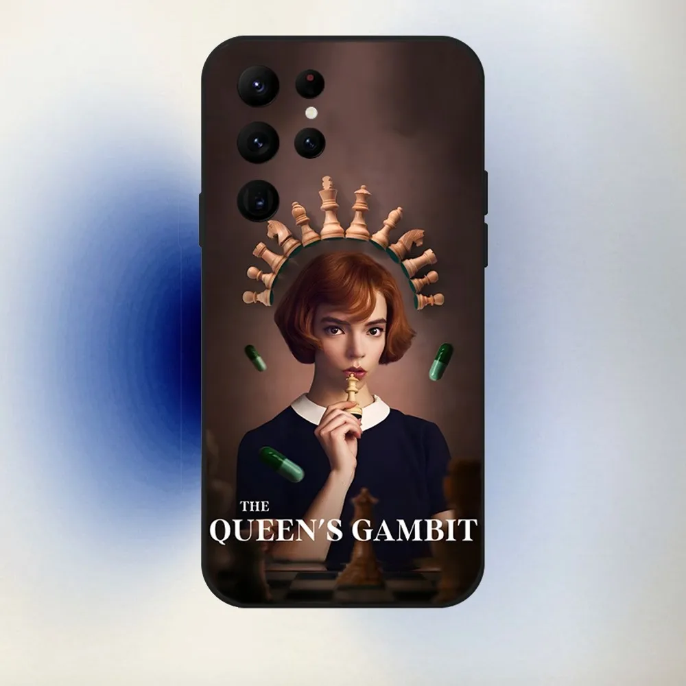 Coque de téléphone souple noire pour Samsung, The Q-Dinner ens Gambit, S24,23,22,30,21,10,9,Ultra,Plus,Lite,FE,5G