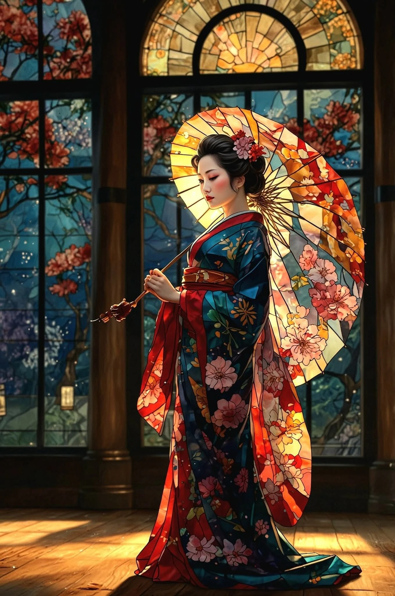 

Attractive Woman in a Kimono 500/1000/1200/2000 PCS Jigsaw Puzzles Family Activity Games for Gameroom Bedroom Gifts Home Decor