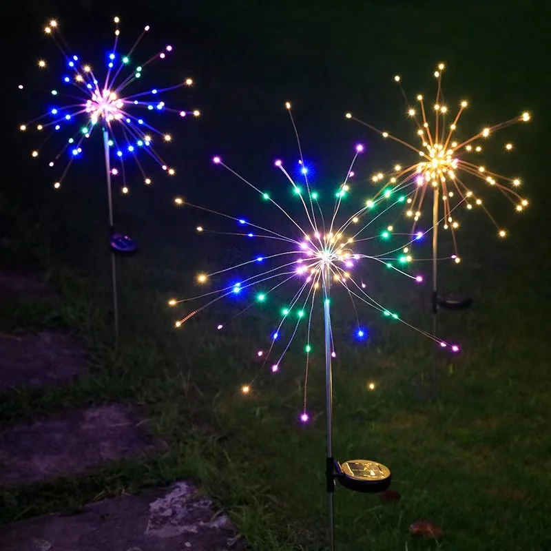 Imagem -05 - Solar Led Firework Light Fio de Cobre Luzes de Fadas de Natal Gramado Caminho Decoração de Jardim 1pc