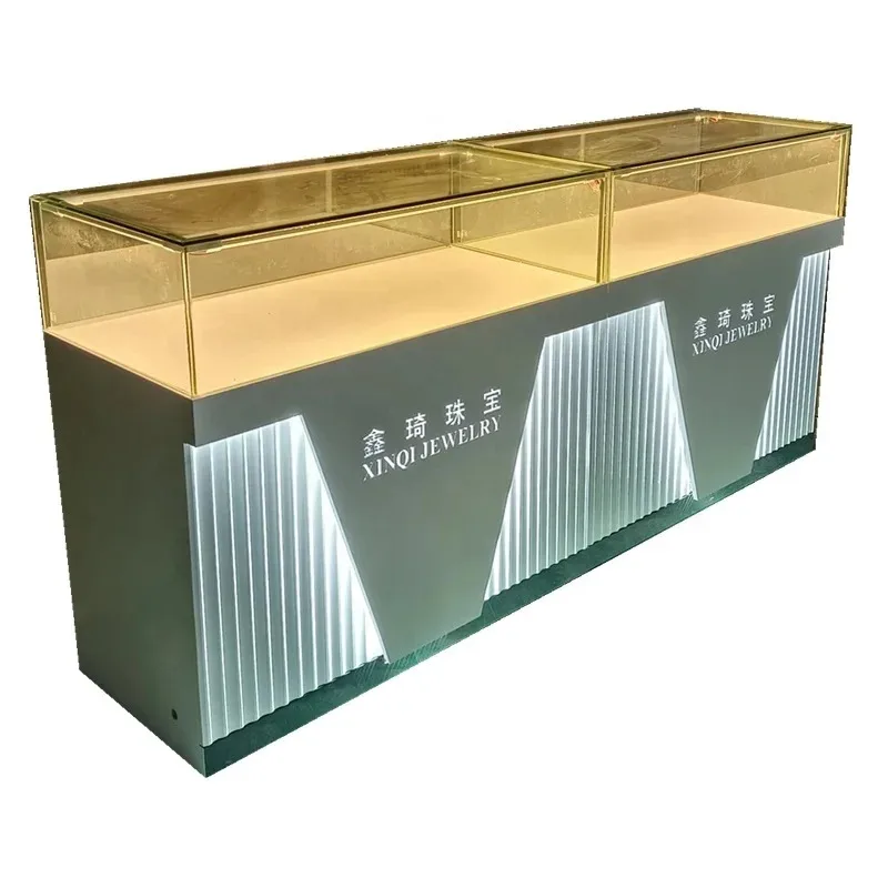 Customize.Tempered Glass Mobile Phone Counter Gold Jewelry Display Cabinet, Watches Boutique Display Rack Jade Display Cabinet