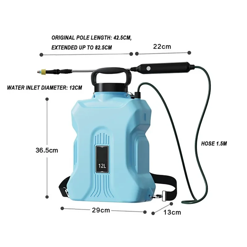 Backpack Electric Sprayer 12L Garden Plant Automatic Mister Rechargeable Agricultural High-Pressure Sprinkler Irrigation Tool