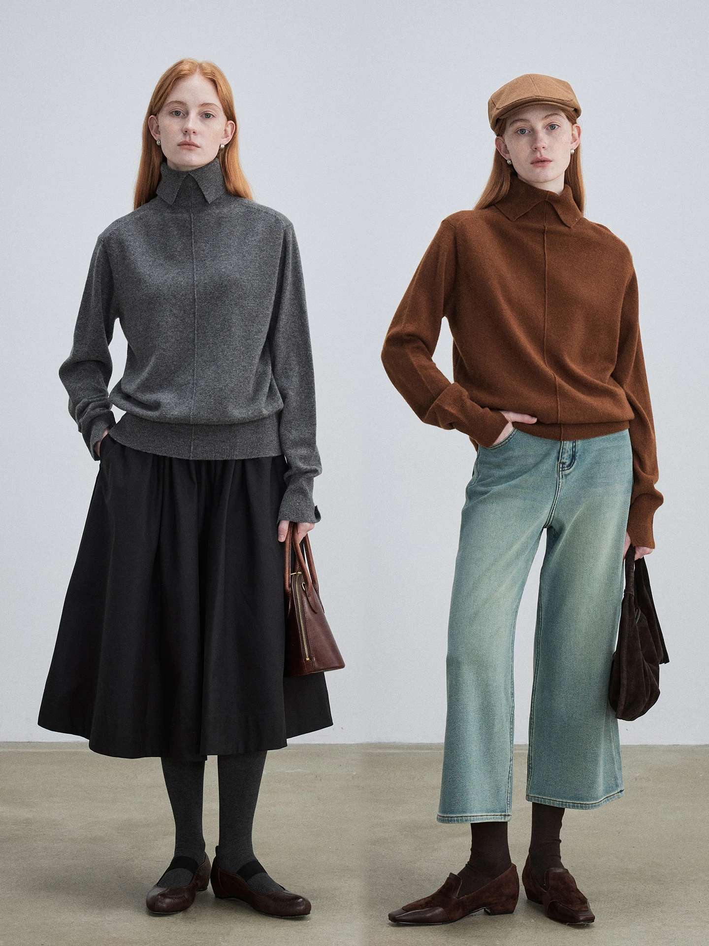 

00 Wool High Collar Knitted Sweater Simple Color Blo Warm Base Layer Vintage Autumn Winter Women's Faion Loose Fit Long ...