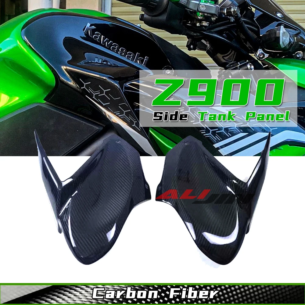 

Real Dry Carbon Fiber For Kawasaki Z900 2017-2019 2018 Motorcycle Front Side Tank Fuel Gas Fairing Trim Panel Protector Cover