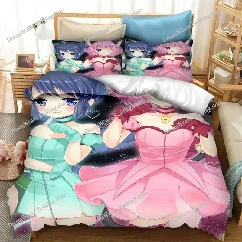 Tokyo Mew Mew Luxury Bedding Set Japan Anime Cartoon Duvet Cover Set Comforter Bedspread Twin Single Size Printed Home Textile74