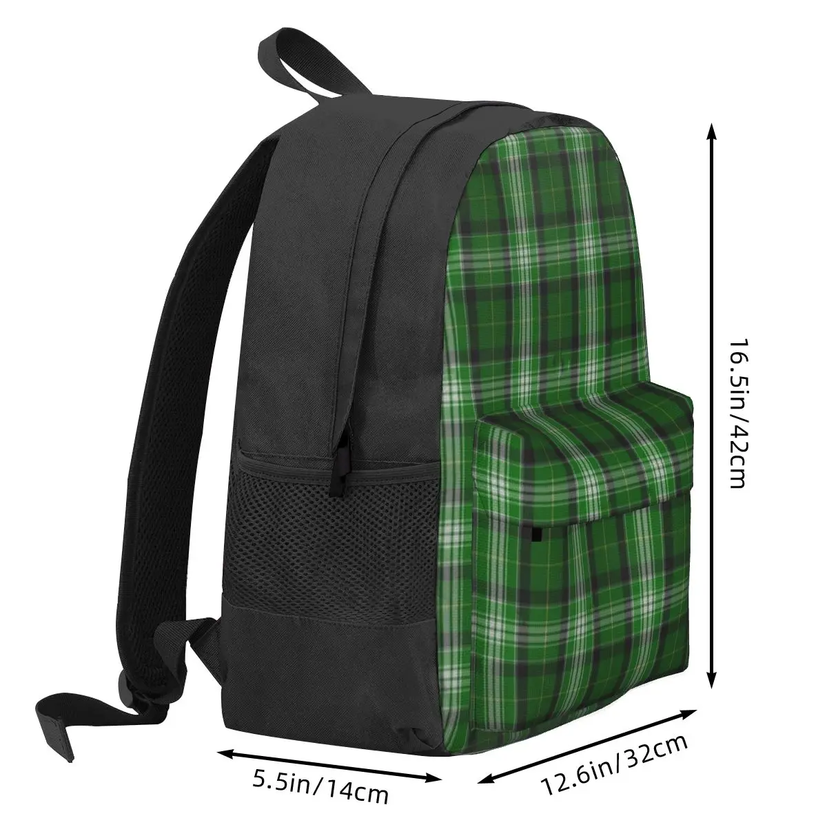 Green And White Scottish Tartan Flannel Plaid Backpack Student BookBag Kids School Bag Computer Shoulder Bags for Boys Girls