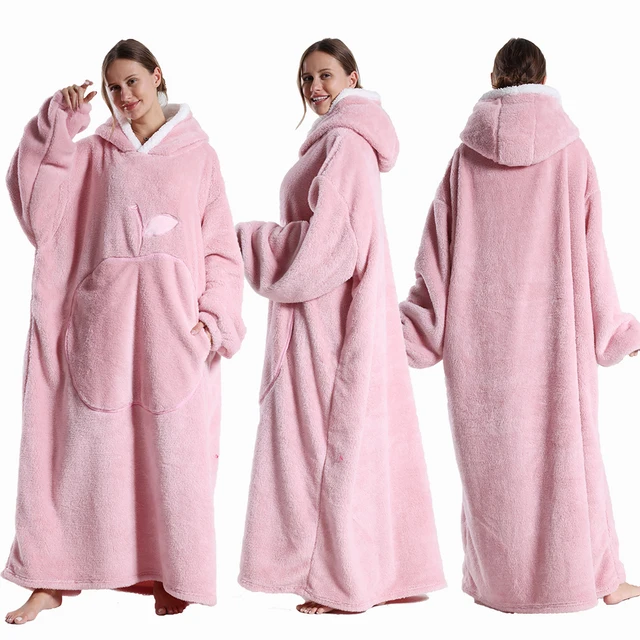 Extra Long Wearable Blankets Winter Flannel Hooded Blanket with Full Sleeves Men Women Cozy Soft Throw Adult TV Blanket 3 Extra Long Wearable Blankets Winter Flannel Hooded Blanket with Full Sleeves Men Women Cozy Soft Throw Adult TV Blanket 3