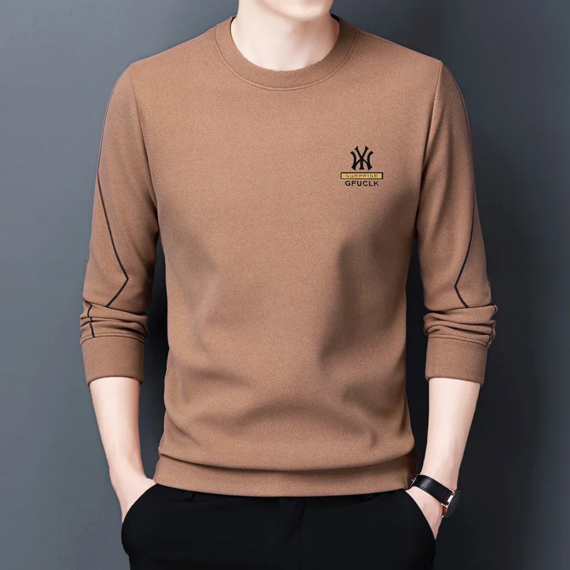 

Long Sleeved T-shirt for Men in Autumn 2025 New Trend Casual Hoodie for Men Round Neck Base Shirt for Top Dressing