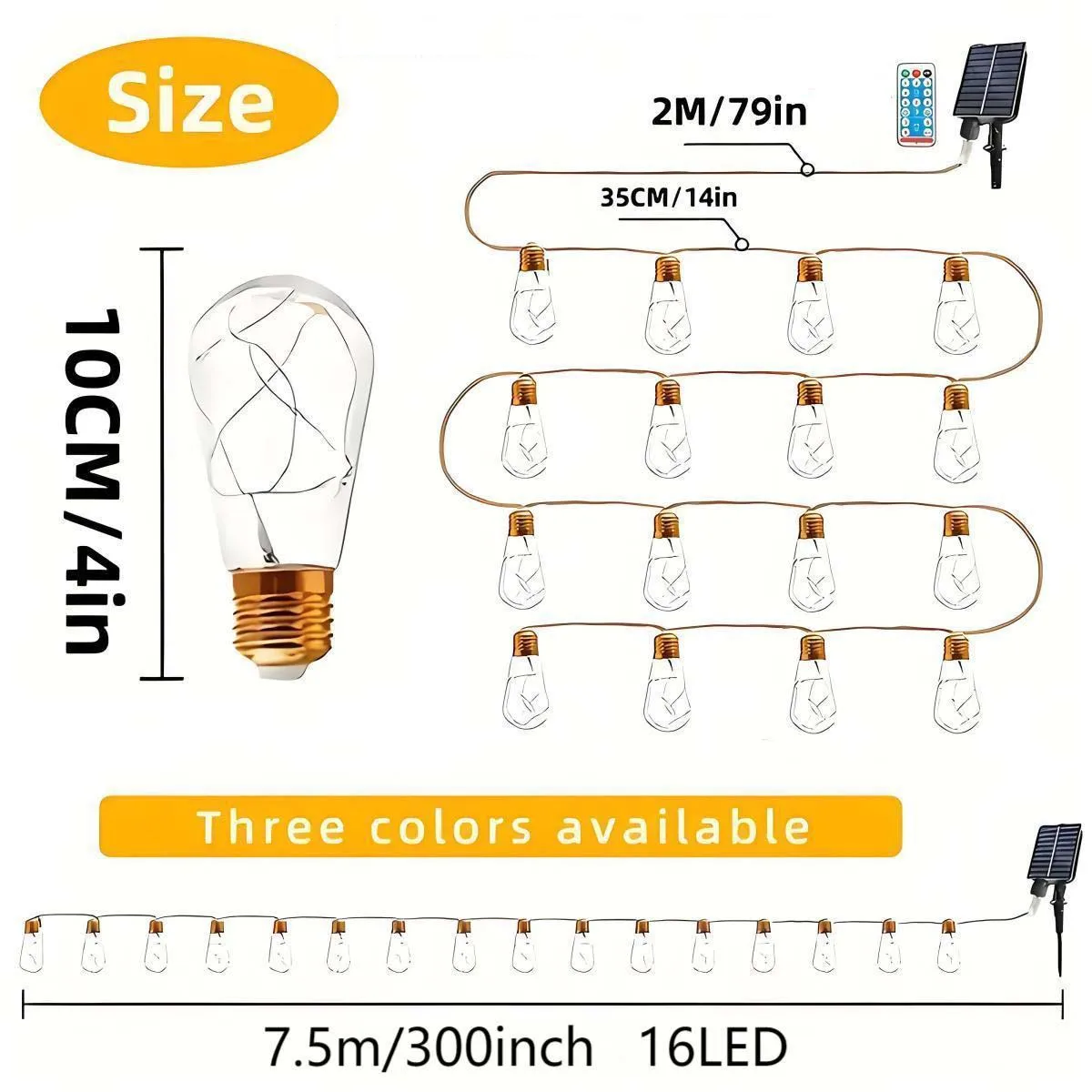 St38 Luci a corda per esterni per decorazioni natalizie aggiornate (luci a filo di rame a LED ad energia solare) con telecomando, lucine dimmerabili per la decorazione del cortile e del giardino
