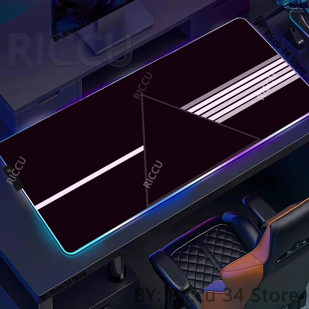 

RGB Triangular prism Gaming Mouse Mat with Sew Heavy Rubber Base Professional Non Slip Extension Table Mat For Office and Gaming