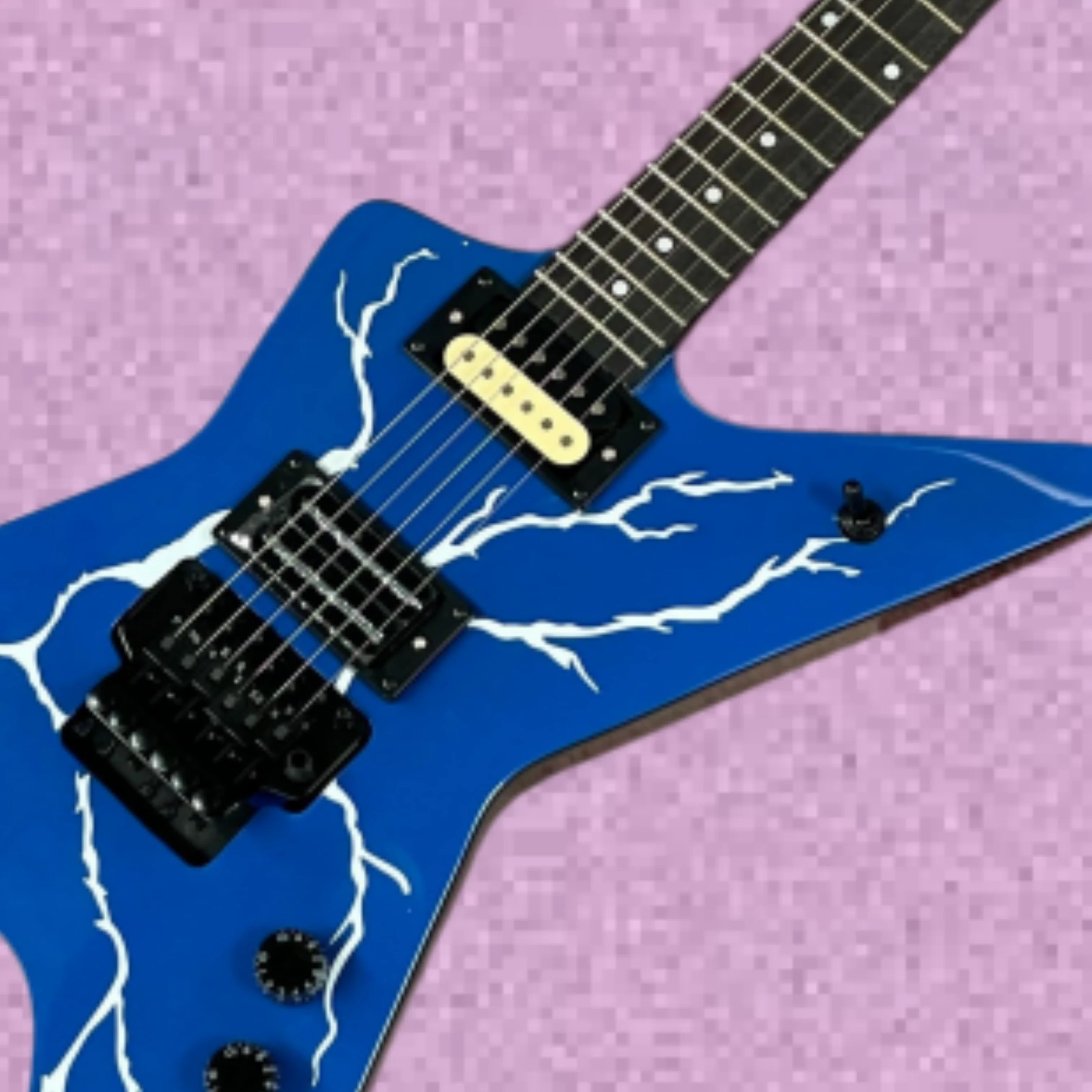 6-string electric guitar,blue front and brown back,tremolo system,rosewood fingerboard guitars—professional performance guitarra