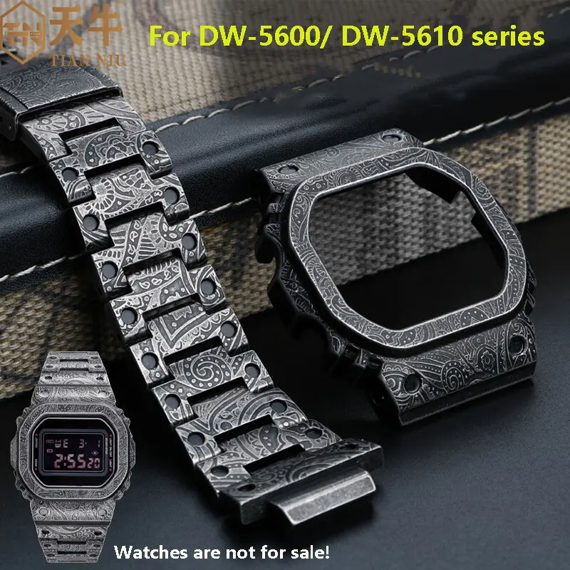 

For Casio G-SHOCK Metal suit DW-5600 GW-B5600 GW-M5610 GMW-B5000 retro old retrofitted metal stainless steel case+ watch strap