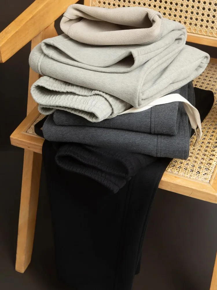 

Мужские ретро американские трикотажные брюки на подкладке, прямые широкие брюки, повседневные брюки, осень-зима, теплые, удобные