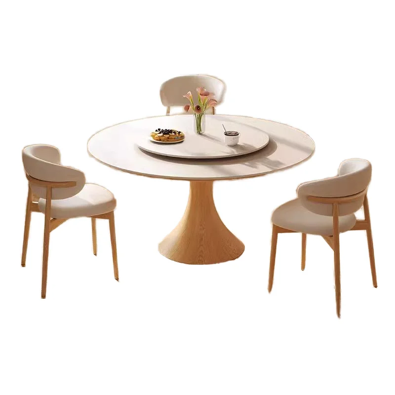 

*Modern Style Solid Wood Rock Board Dining Table Log Cream for Small Apartment Home Dining-table