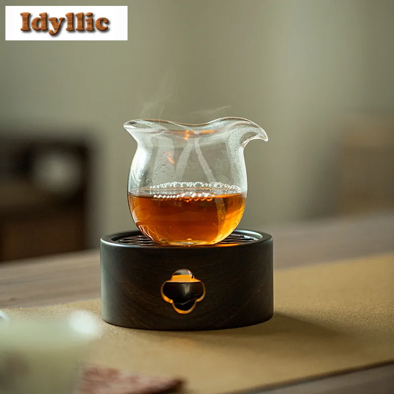 Sandalwood Walnut Tea Warmer Holder Trivet Candle Heater Stove Kettle Stand Boiling Water Carbon Furnace Tea Items Accessories