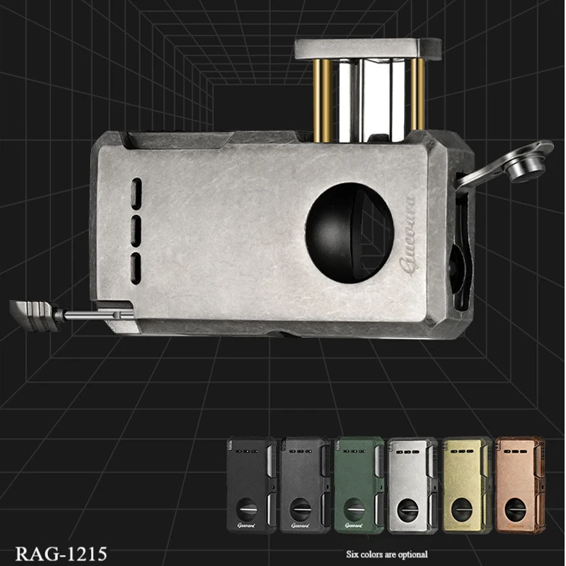 5-in-1 Luxury Cigar Gas Lighter with V Shape Knife Cigar Holder Needle Dual Nose Flame Butane Refined Torch Lighter Smoker Gift