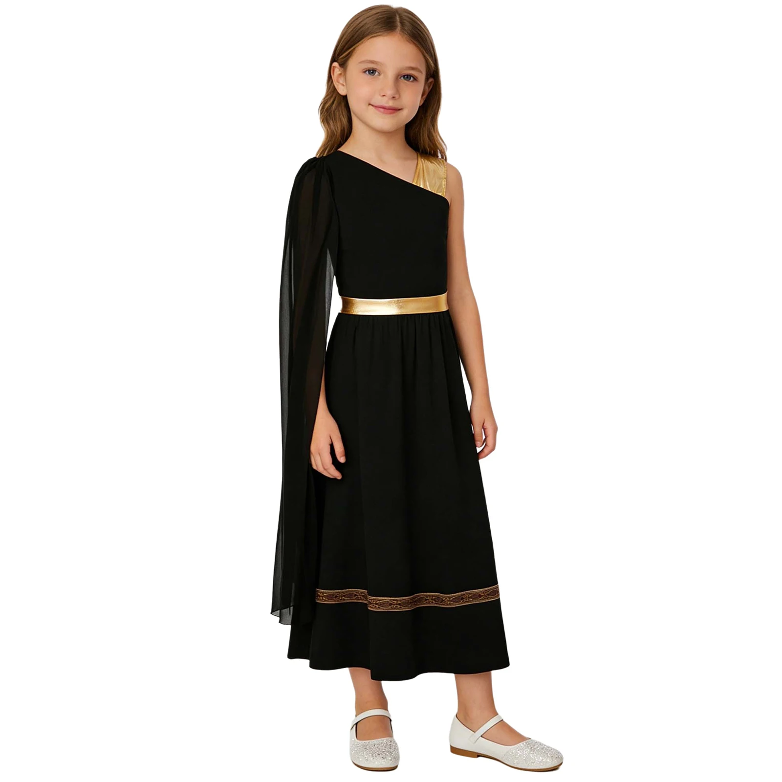 Girls Roman Fancy Dress Outfit for Parties And Events Greece Princess Dress with Shawl Cape Halloween Carnival Party Costume - view 5