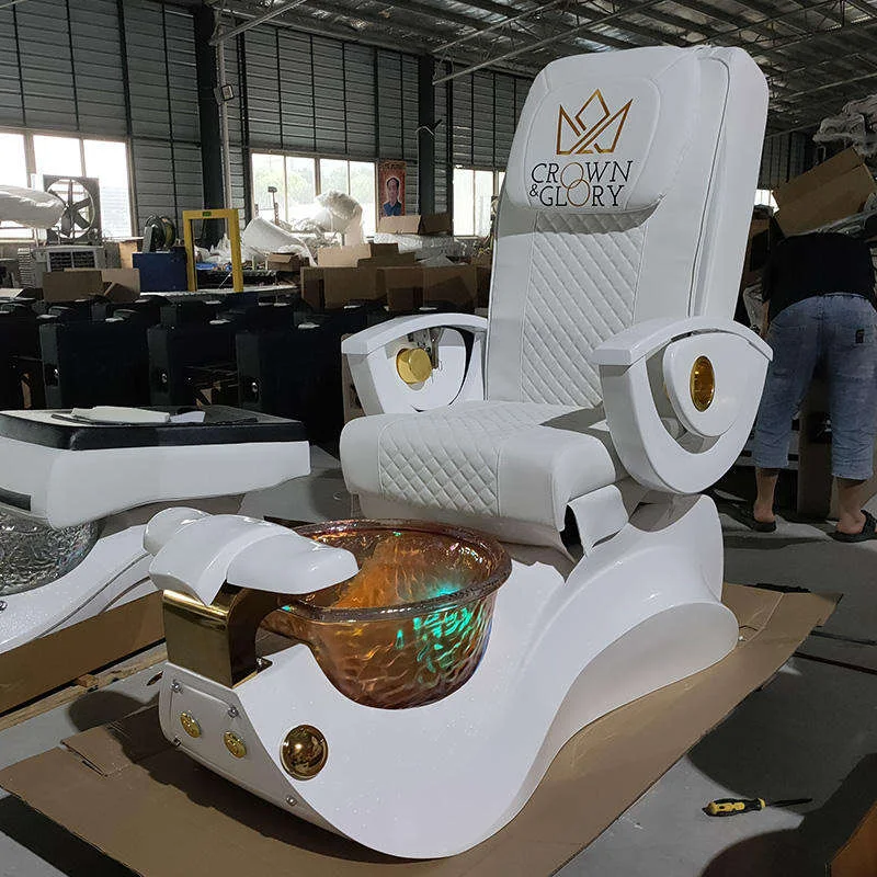 White Luxury Foot Massage Chair With 4 Sets of Simulation Massage Sofa 180 Degrees Spa Manicure Pedicure Chair