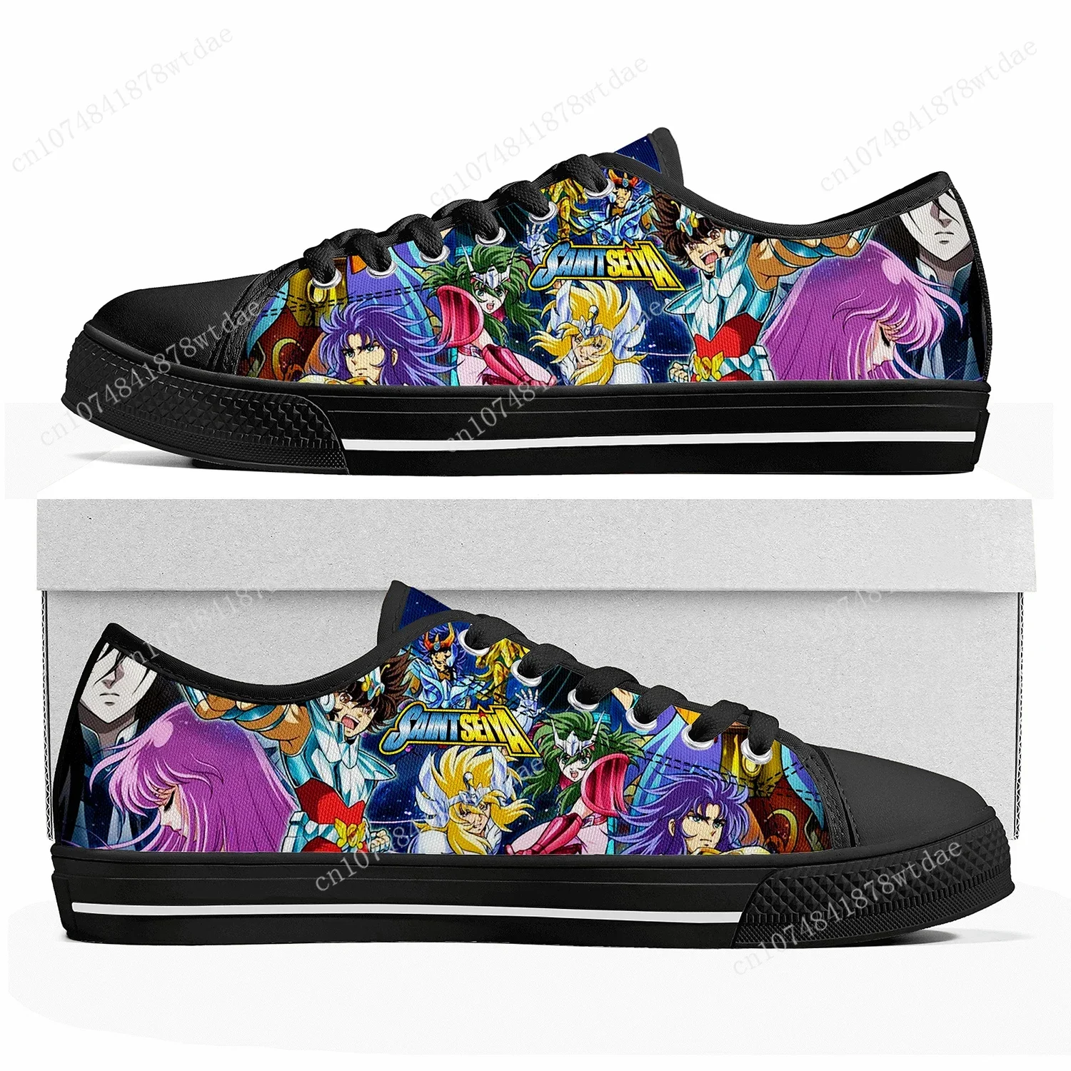 Saint Seiya Low Top Sneakers Womens Mens Teenager High Quality Canvas Sneaker Casual Anime Cartoon Manga Comics Customize Shoes