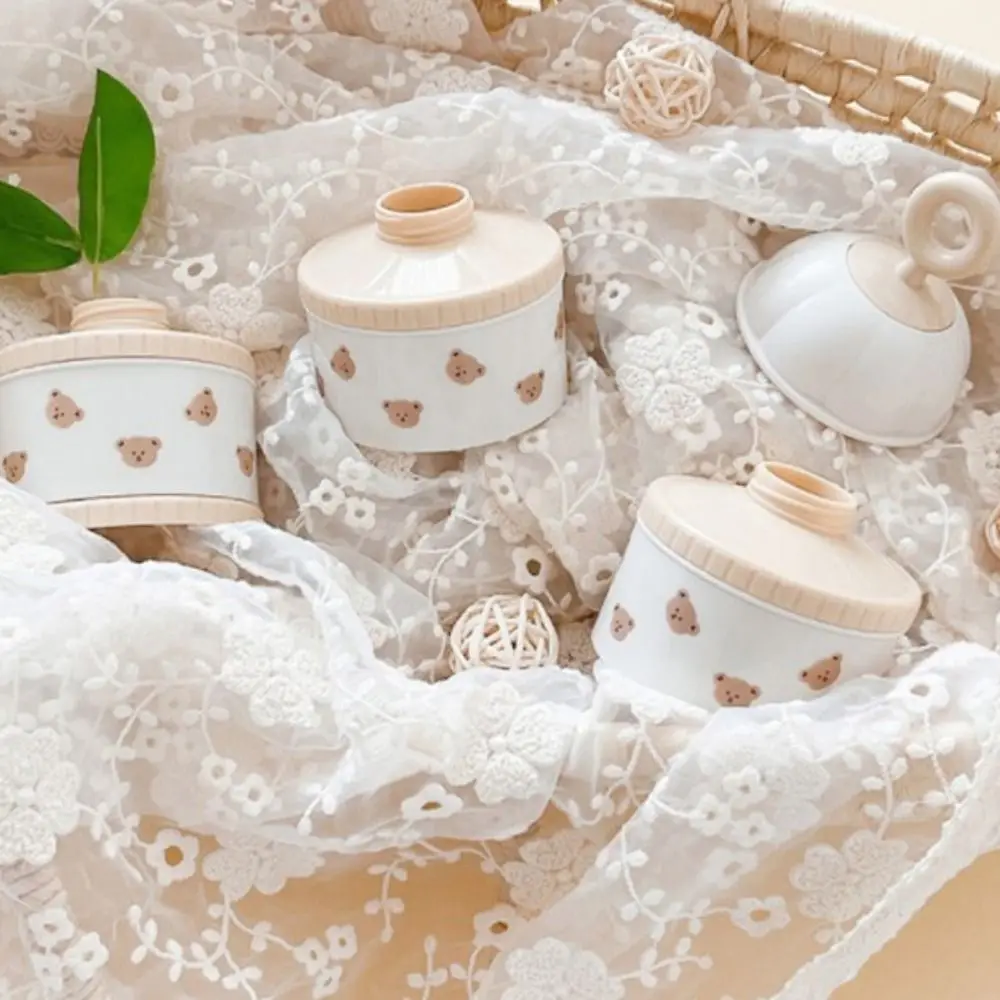 

Трехслойный контейнер для детской молочной смеси с отсеками в форме тюльпана, портативный дозатор для смеси, непроливаемый контейнер для закусок с мультяшным медведем для малышей