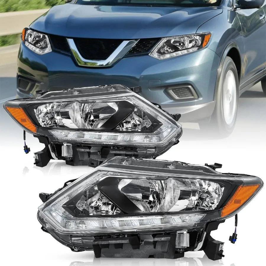 

Halogen Headlight Assembly Replacement for 20142016 Nissan Rogue Headlamp with DRL Driver and Passenger Side LH+RH for Enhanced