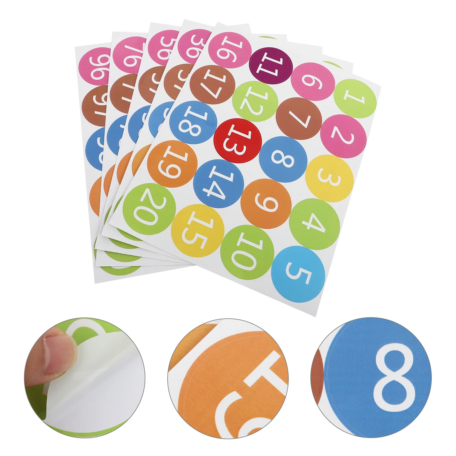 Colorful Round Number Stickers Waterproof Self-Adhesive Pvc Labels For Envelope Gift Wrapping Diy Craft Decoration Folder