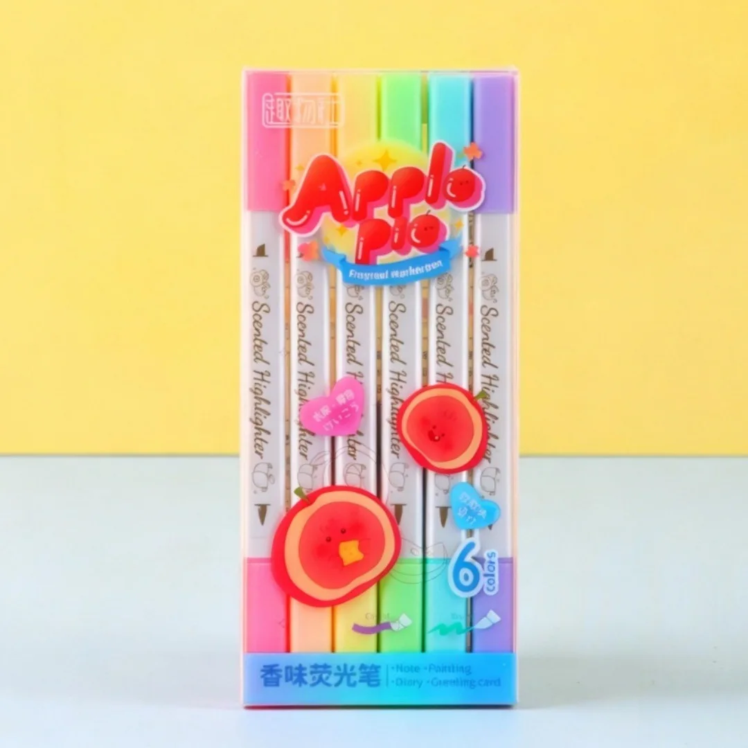 12/6 Pieces of Scented Markers in Random Colors, Eye-Protecting Fluorescent Pens, Stationery Gifts, Fruit-Scented Macaron-Colored Highlighters, Great Gifts for Family Members, Halloween and Christmas Gifts