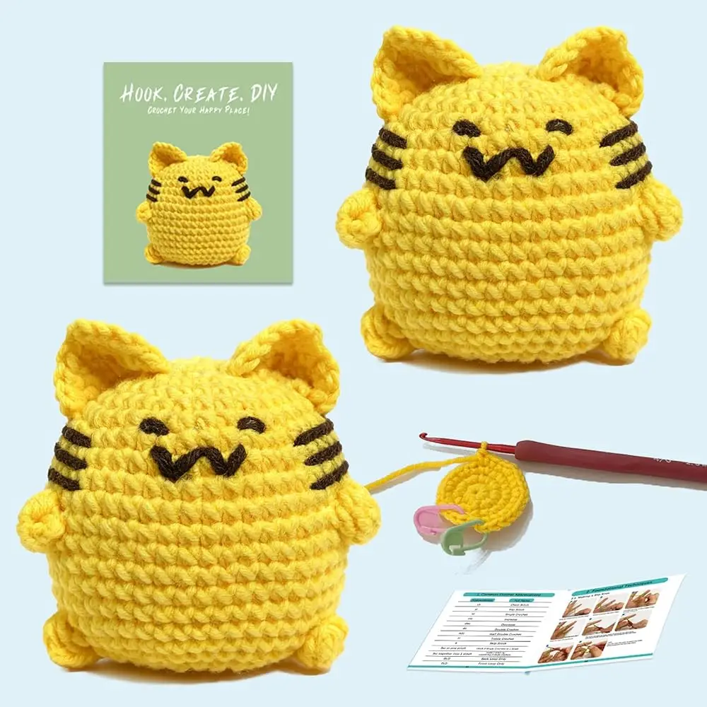 

Универсальный набор для вязания крючком для начинающих, 2-х частный стартовый набор для вязания крючком с видеоуроками пошагово, научитесь вязать амигуруми