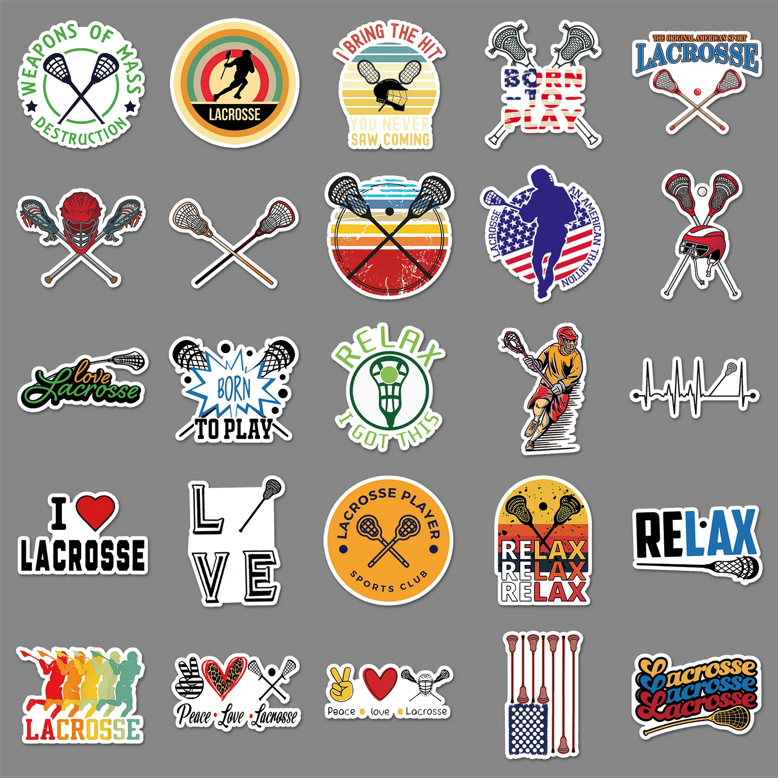 50Pcs Hockey Stickers Lacrosse Stickers For Skateboard Water Bottle Notebook Laptop Ice Hockey Decor Hockey Accessories